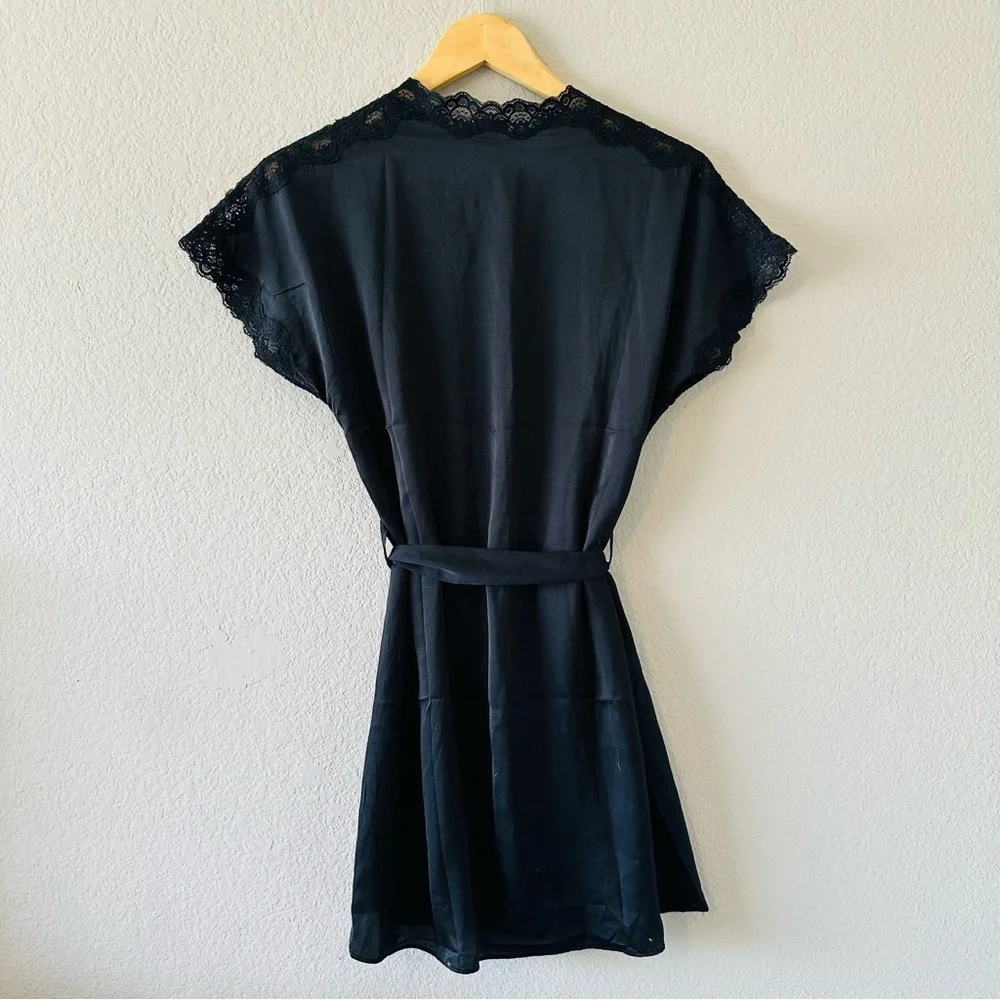 Yamamay Black Lace Robe Sz Small Coquette  Rococo Revival | Old Hollywood